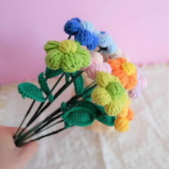 Crochet Flower Bouquet- Rainbow Fluffy Flower