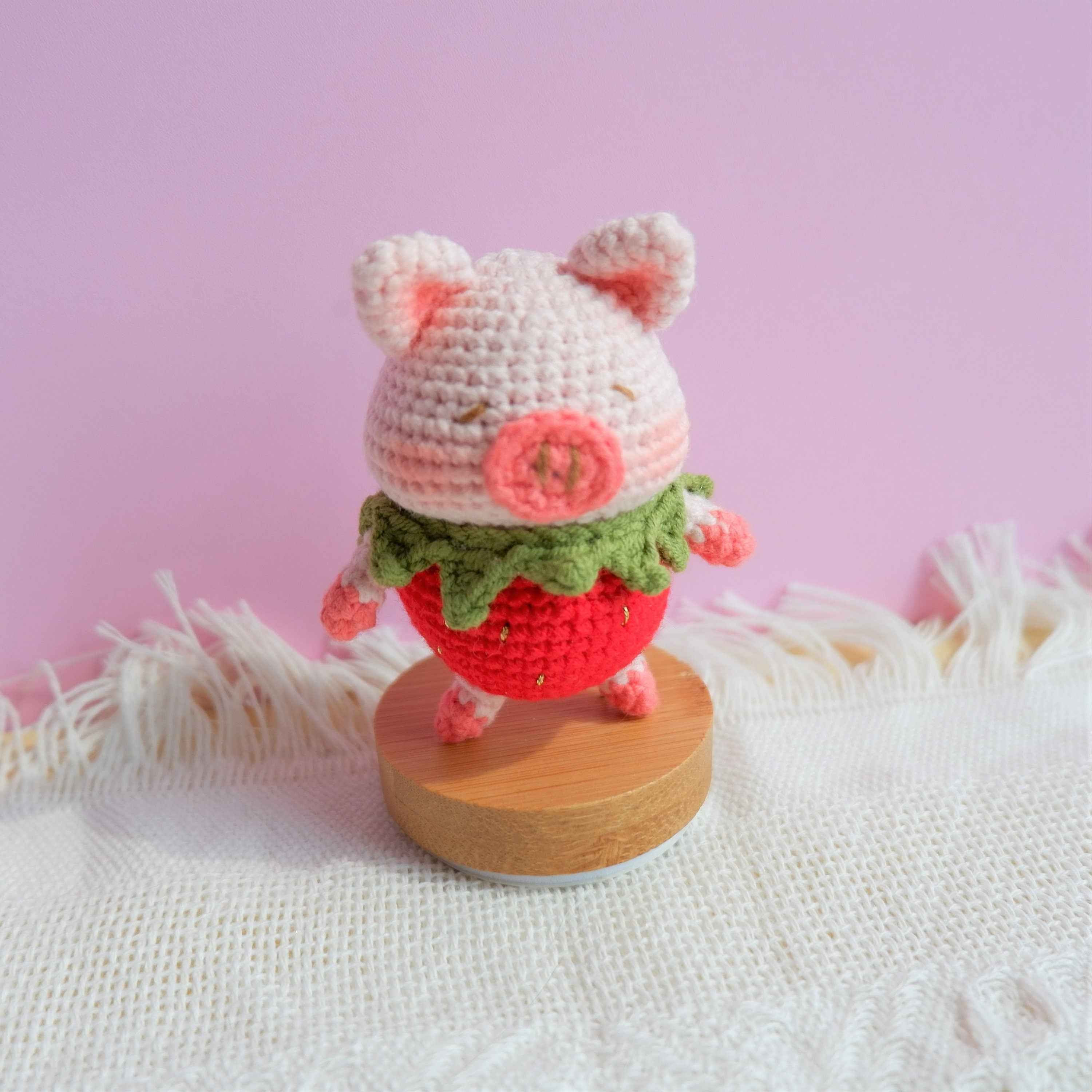 Crochet Car Dashboard Decor- Strawberry Piggy