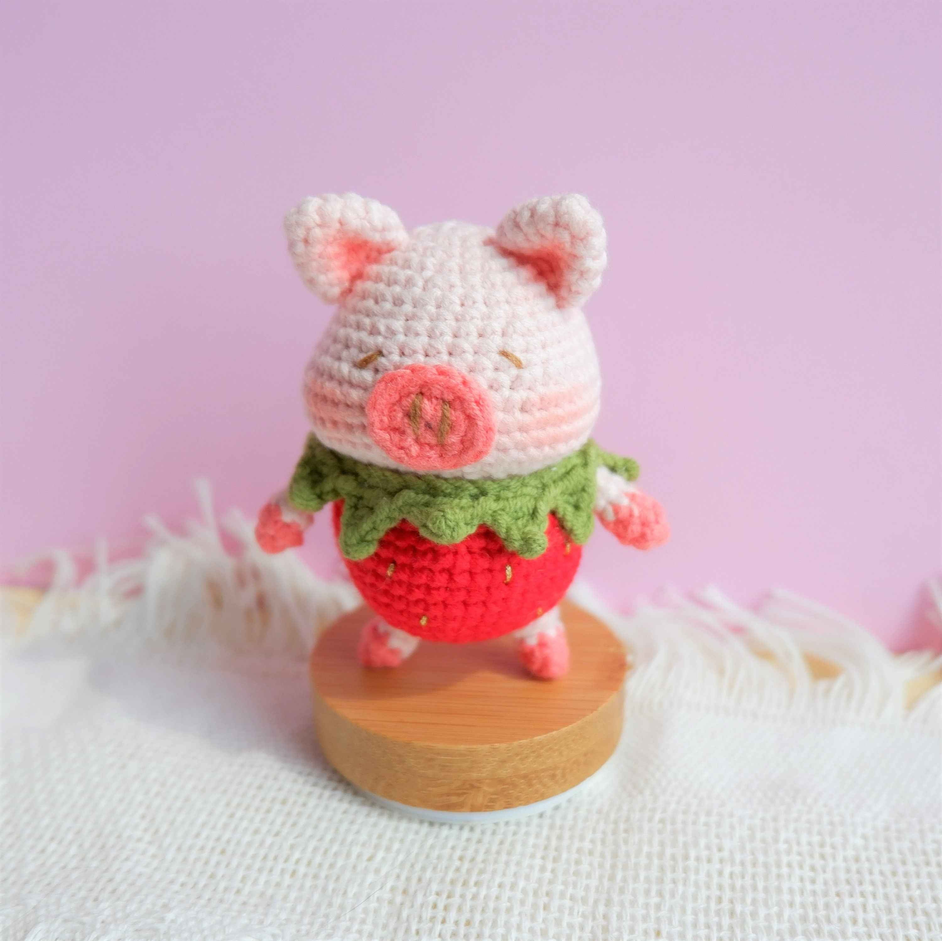 Crochet Car Dashboard Decor- Strawberry Piggy