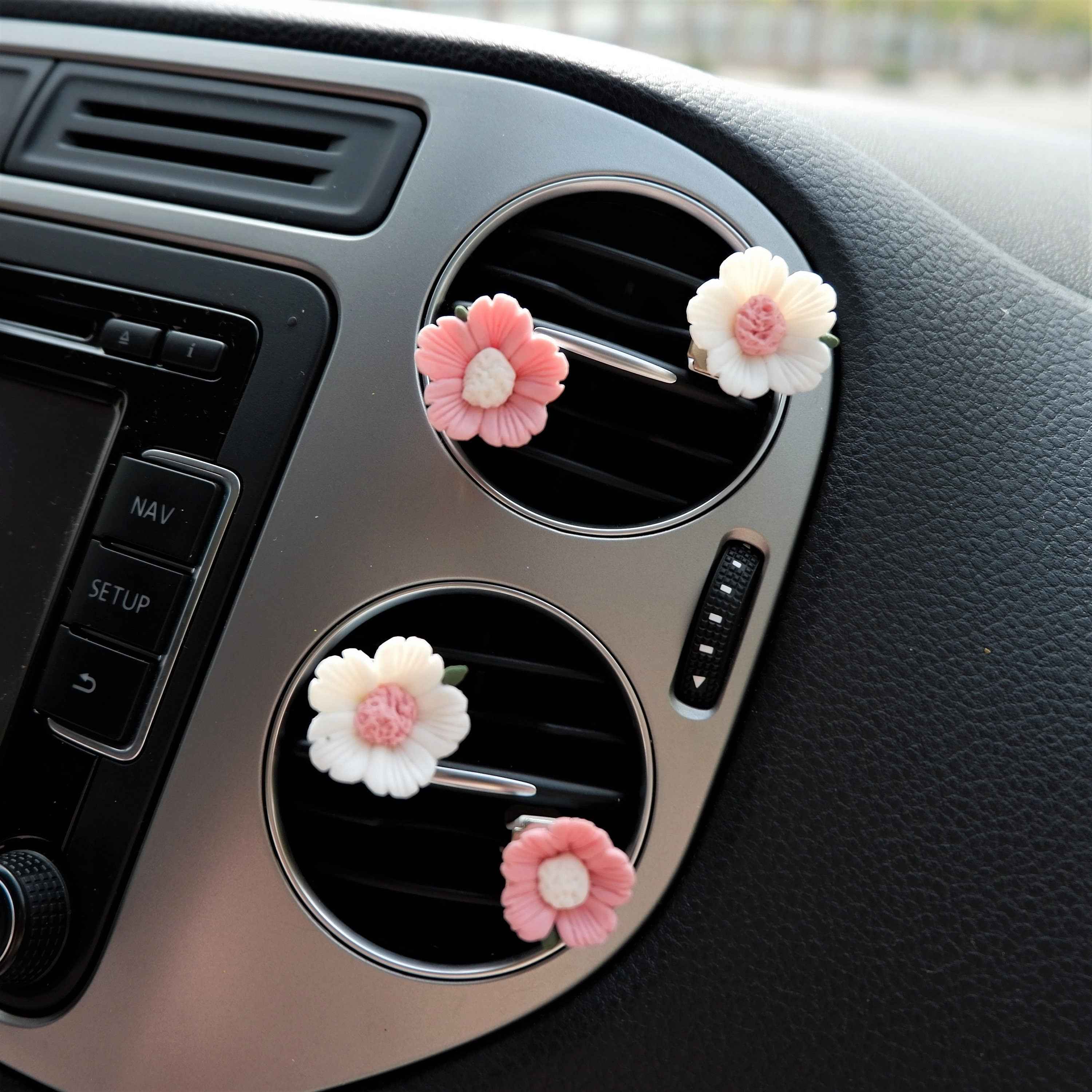 4pcs Car Vent Clips- Clay Flower