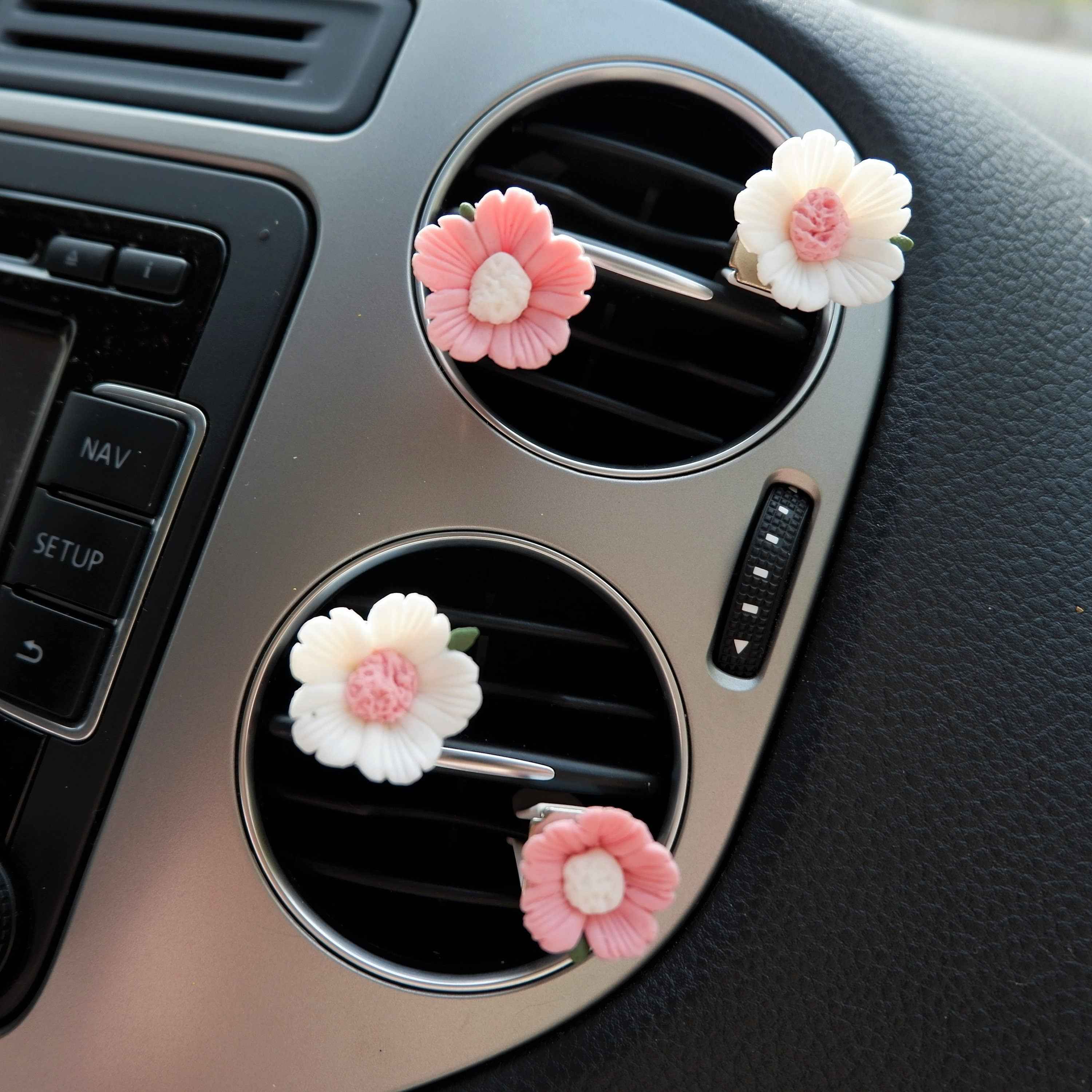 4pcs Car Vent Clips- Clay Flower