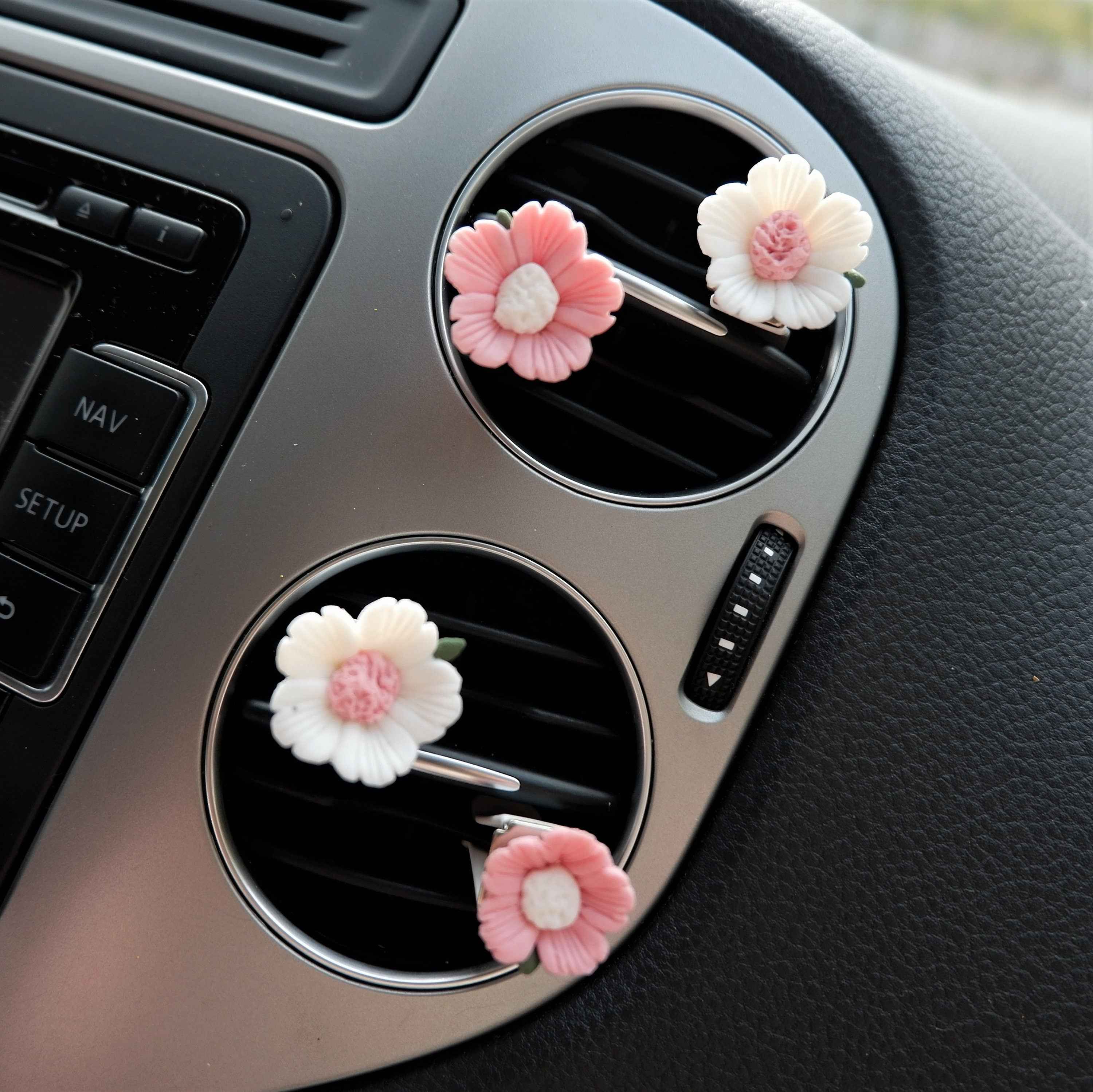 4pcs Car Vent Clips- Clay Flower