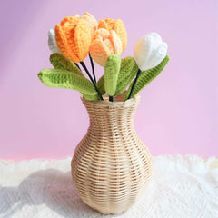 Crochet Rainbow Tulip Flower Bouquet