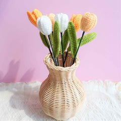 Crochet Rainbow Tulip Flower Bouquet