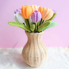 Crochet Rainbow Tulip Flower Bouquet