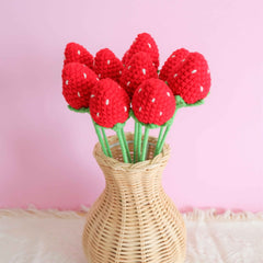 Crochet Strawberry & Daisy Flower Bouquet
