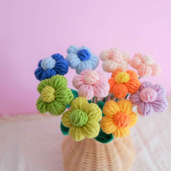 Crochet Flower Bouquet- Rainbow Fluffy Flower