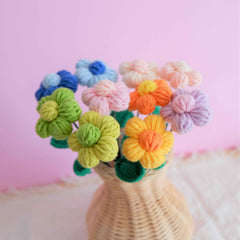 Crochet Flower Bouquet- Rainbow Fluffy Flower