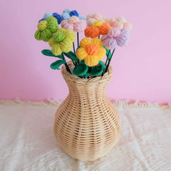 Crochet Flower Bouquet- Rainbow Fluffy Flower