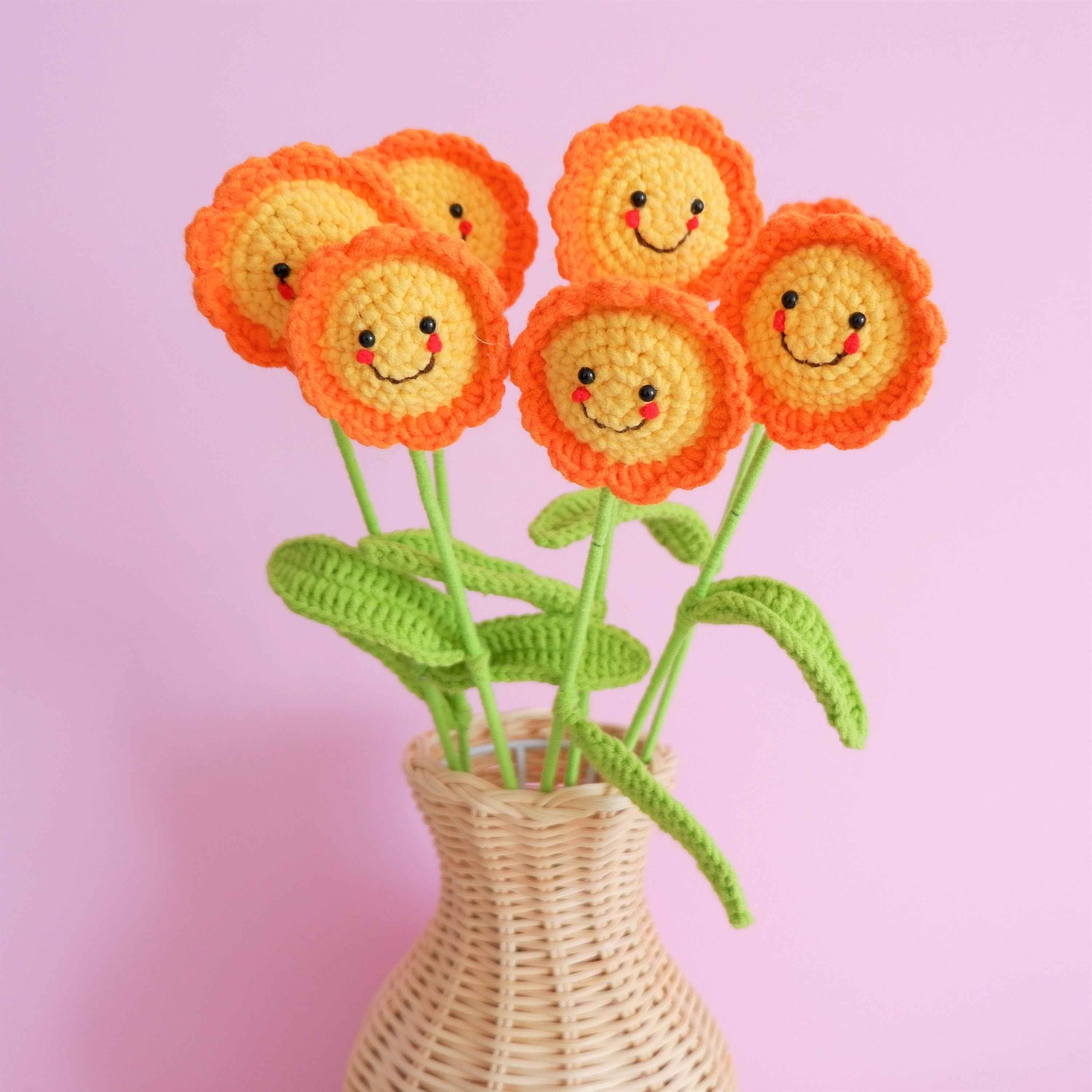 Crochet Flower Bouquet - Smiley Sun