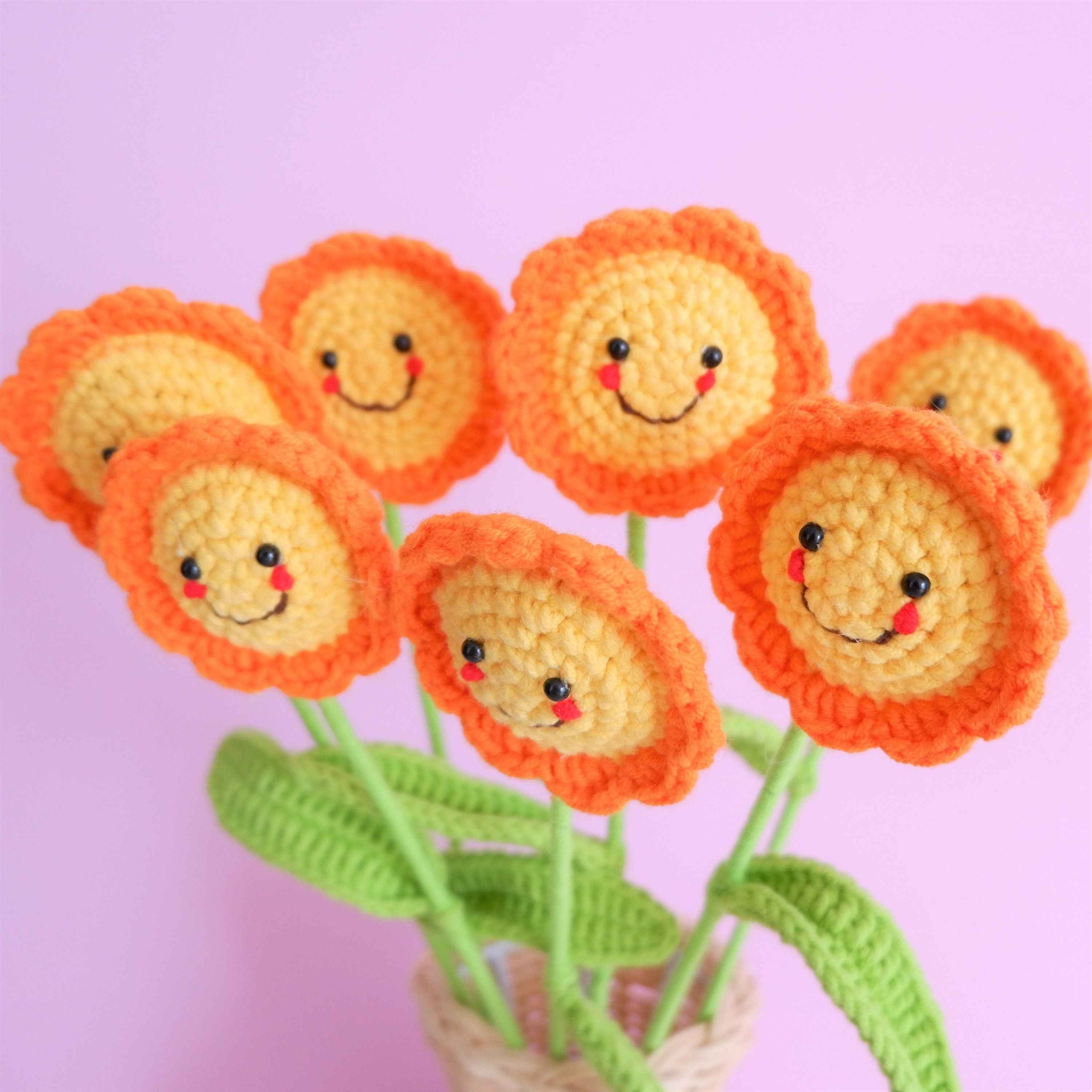 Crochet Flower Bouquet - Smiley Sun