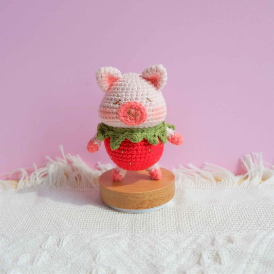 Crochet Car Dashboard Decor- Strawberry Piggy