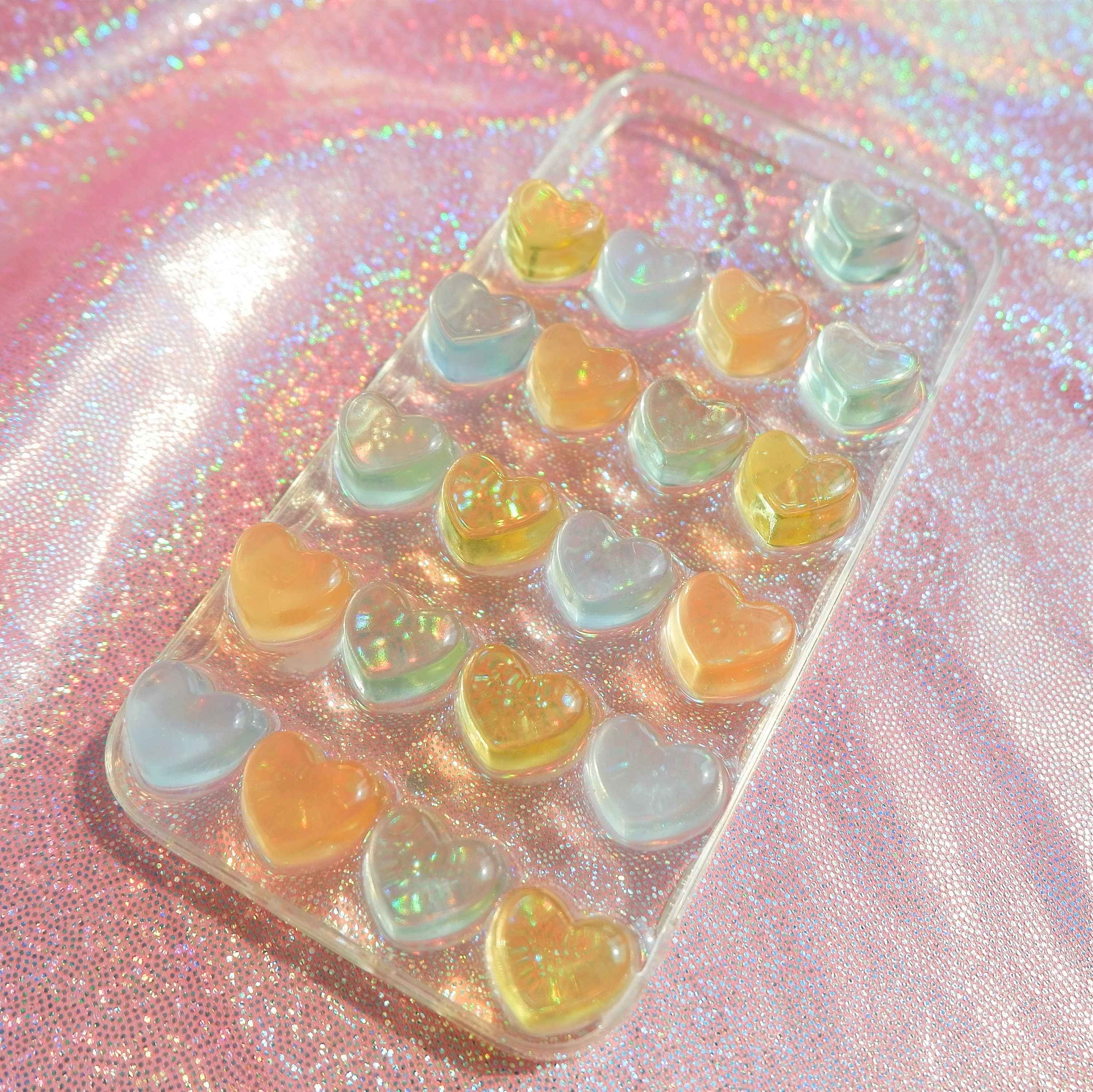 Resin Phone Case- Glitter Hearts