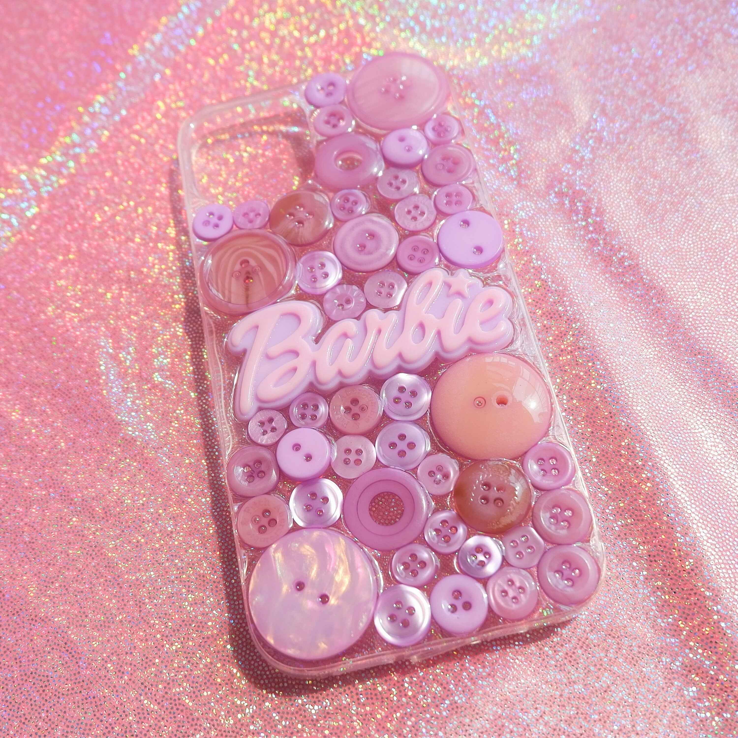 Resin Phone Case- Button & Barbie