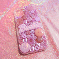 Resin Phone Case- Button & Barbie