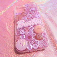 Resin Phone Case- Button & Barbie