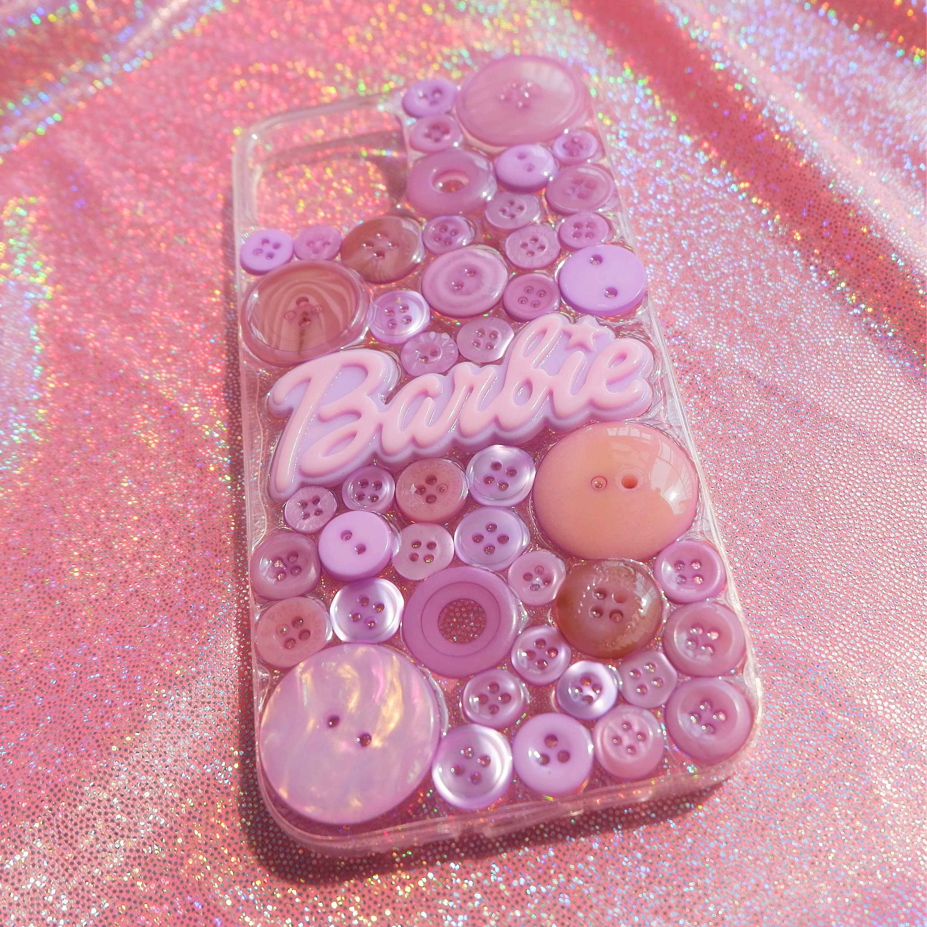 Resin Phone Case- Button & Barbie