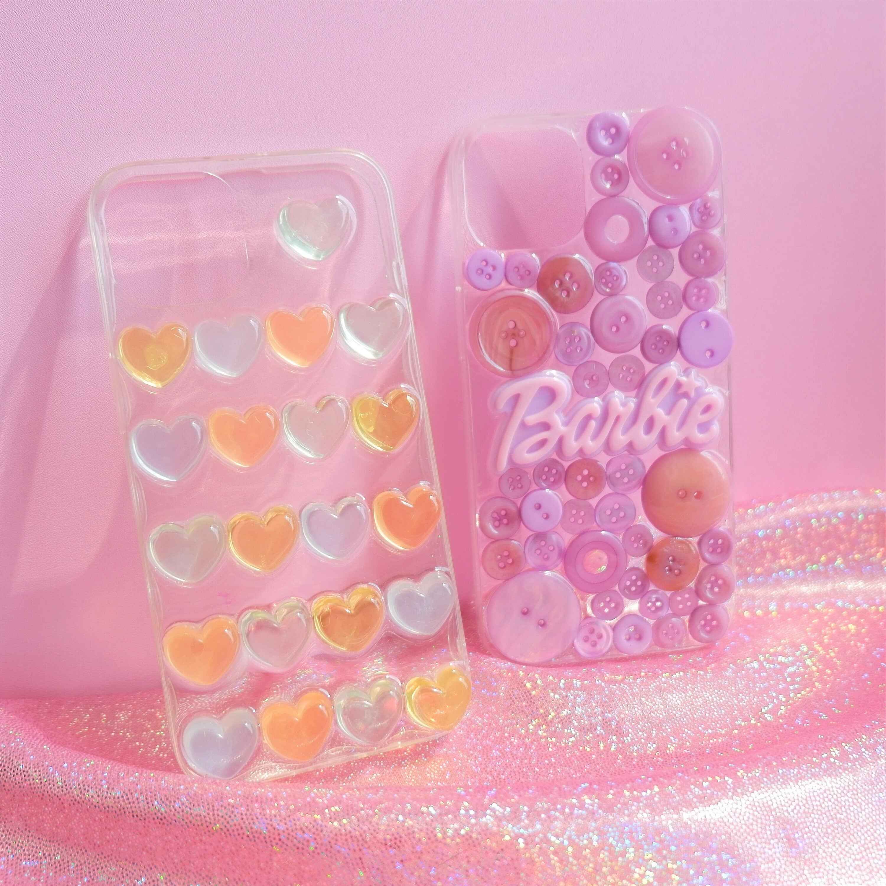 Resin Phone Case- Button & Barbie