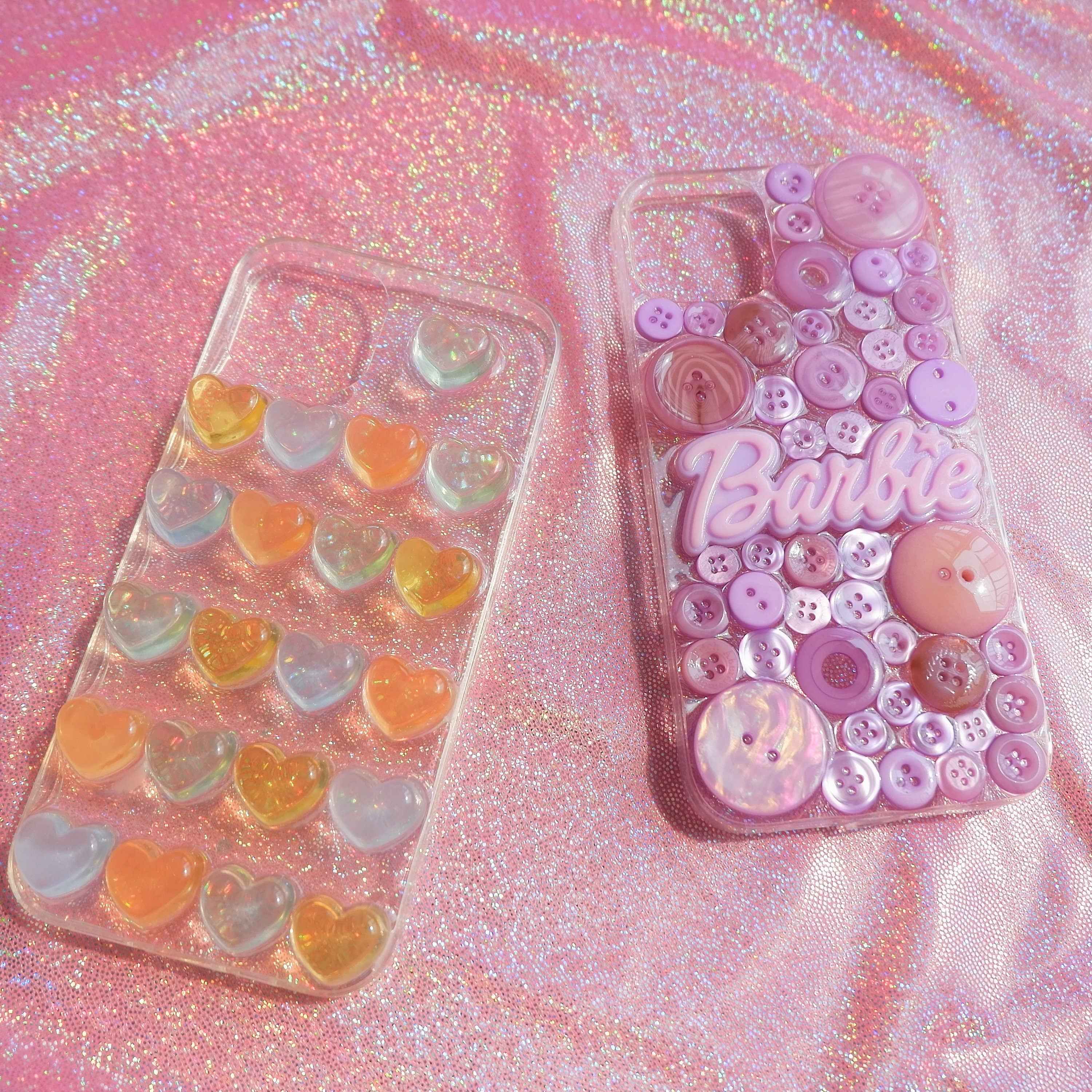 Resin Phone Case- Button & Barbie