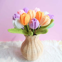 Crochet Rainbow Tulip Flower Bouquet