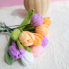 Crochet Rainbow Tulip Flower Bouquet