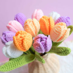 Crochet Rainbow Tulip Flower Bouquet