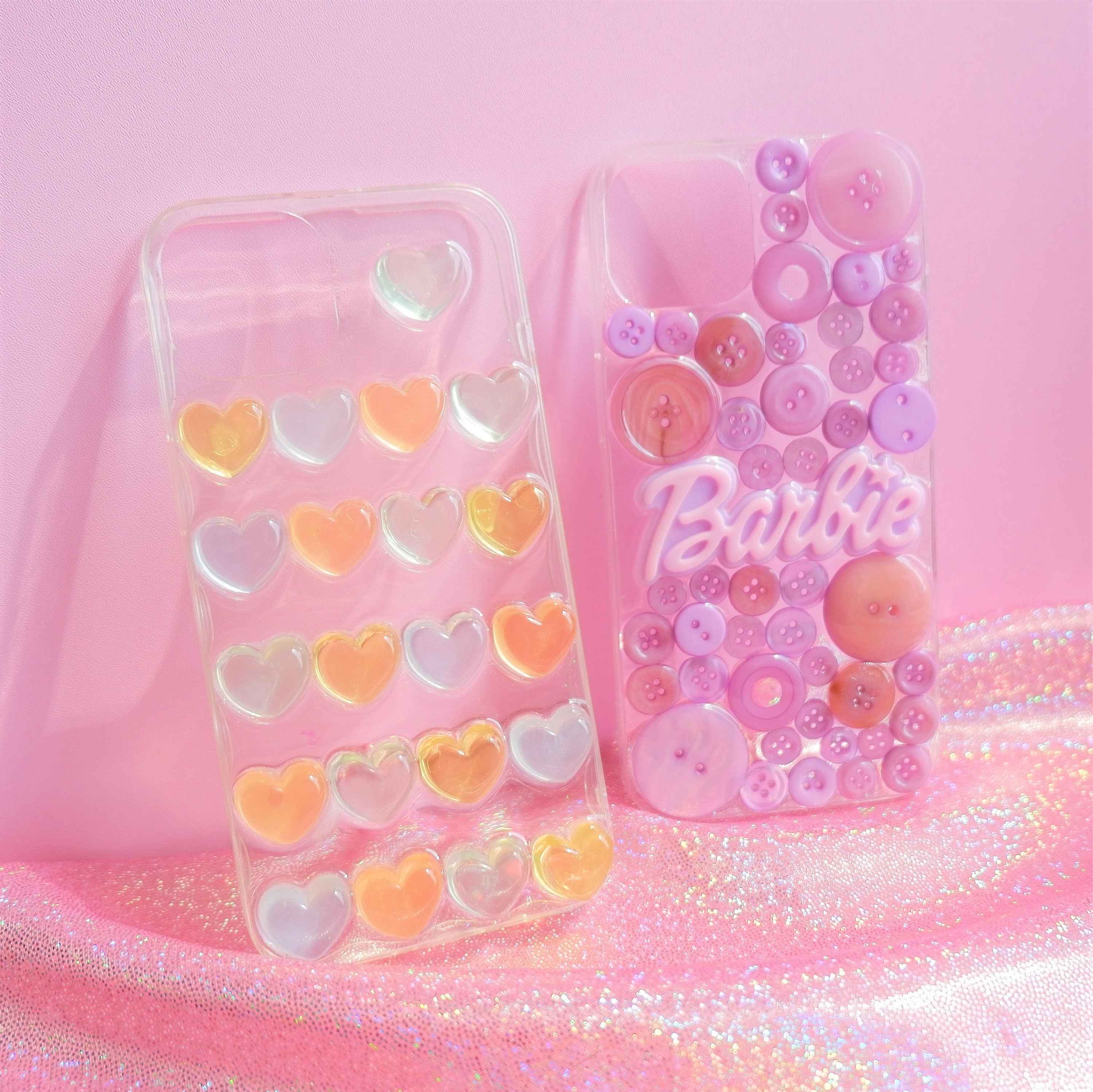 Resin Phone Case- Glitter Hearts