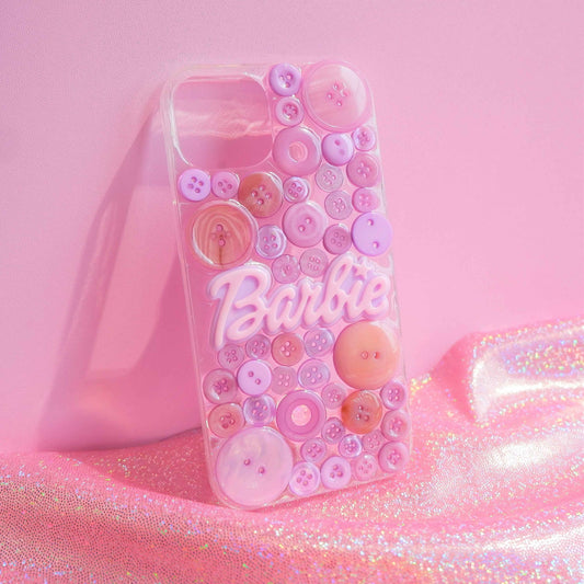 Resin Phone Case- Button & Barbie