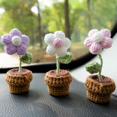 3pcs/2Pcs Car Accessories- Mini Potted Fluffy Flower
