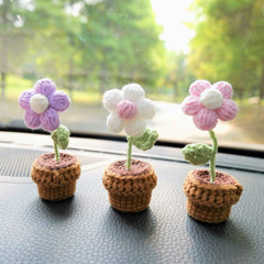 3pcs/2Pcs Car Accessories- Mini Potted Fluffy Flower