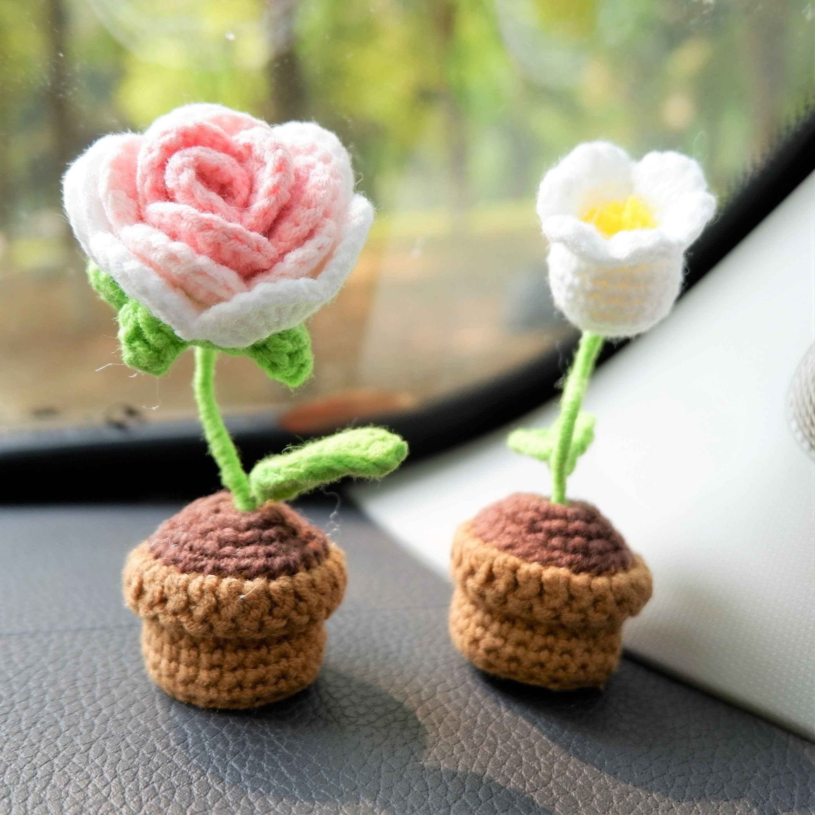 3pcs/2Pcs Car Interior Accessories, Mini Potted Rose/Lily of the Valley
