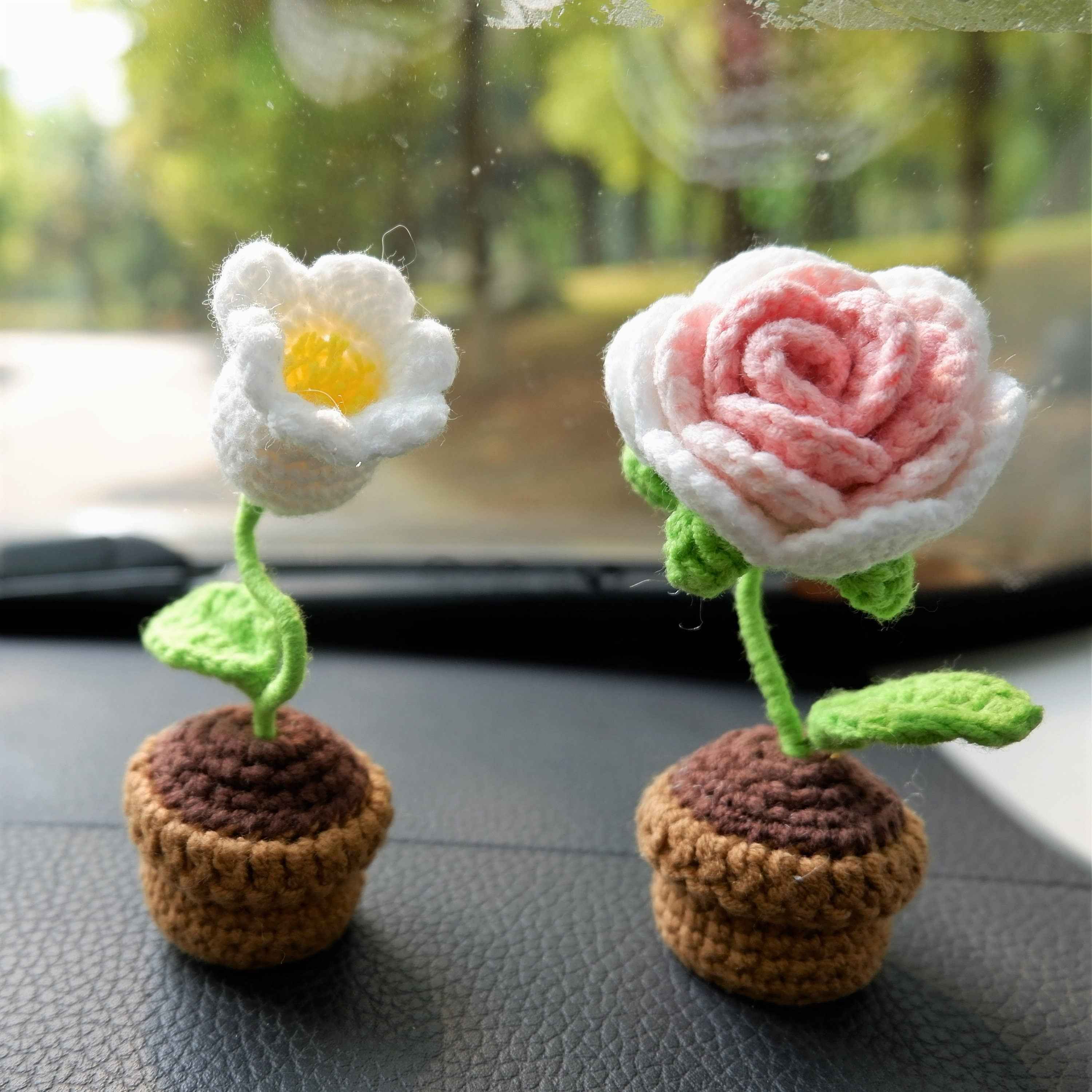 3pcs/2Pcs Car Interior Accessories, Mini Potted Rose/Lily of the Valley
