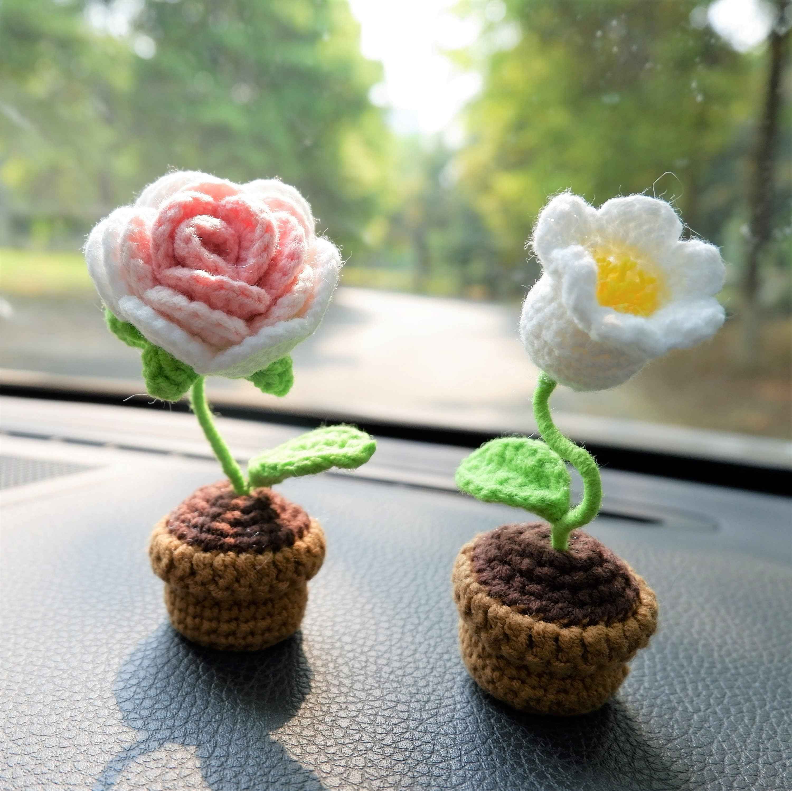3pcs/2Pcs Car Interior Accessories, Mini Potted Rose/Lily of the Valley