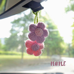 2Pcs Crochet Car Hanging Accessories- Fluffy Flower