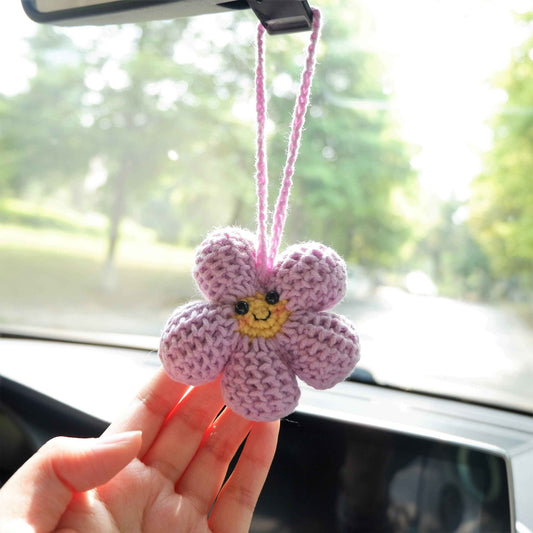 Car Mirror Hanging Accessories- Smiley Waffle Flower