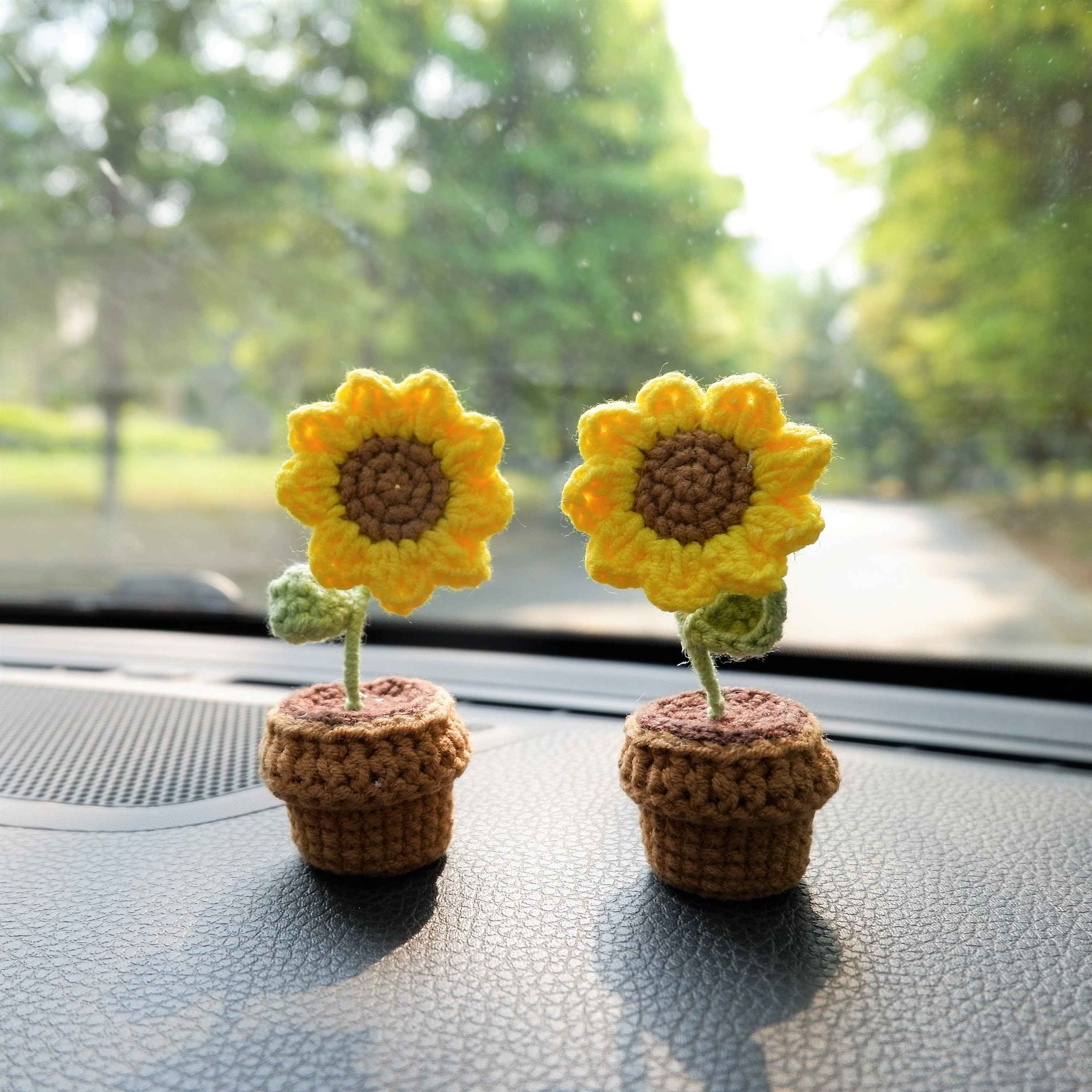 3pcs/2Pcs Mini Car Accessories- Mini Potted Sunflower/Daisy