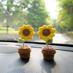 3pcs/2Pcs Mini Car Accessories- Mini Potted Sunflower/Daisy