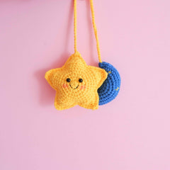 Car Mirror Hanging Accessories- Smiley Star & Moon