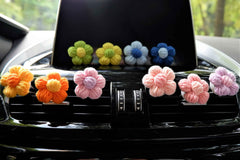 Crochet Car Vent Clips Air Freshener- Fluffy Flower