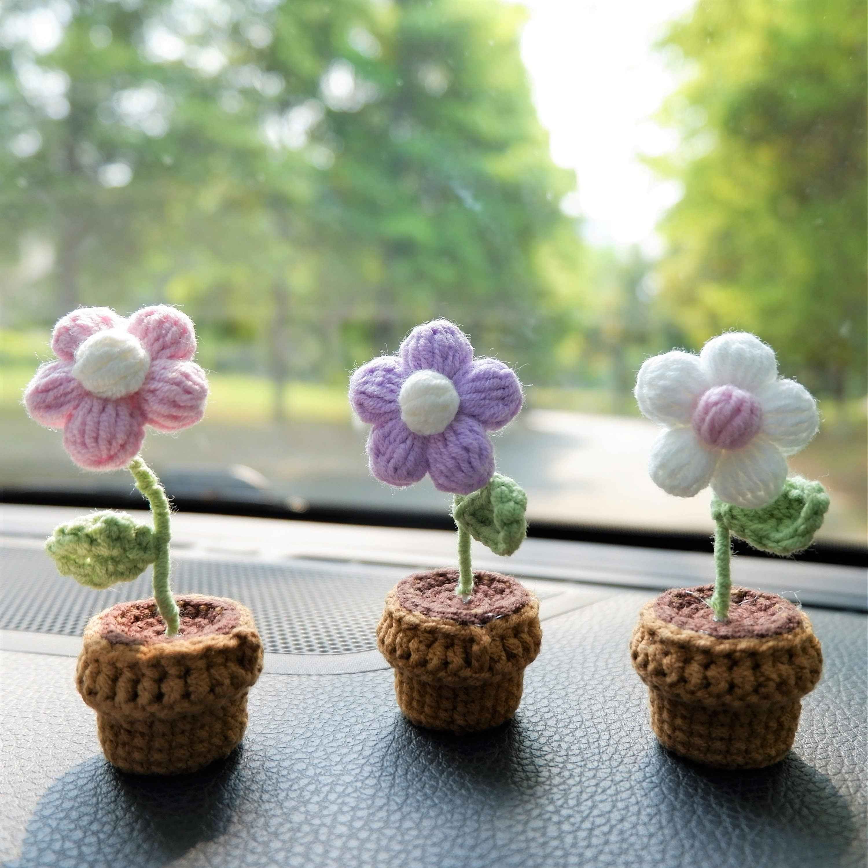 3pcs/2Pcs Car Accessories- Mini Potted Fluffy Flower