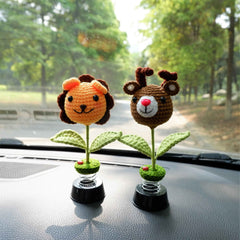Crochet Bobblehead Car Dashboard Decor- Lion/Bunny/Deer/Sheep