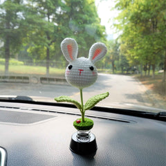 Crochet Bobblehead Car Dashboard Decor- Lion/Bunny/Deer/Sheep