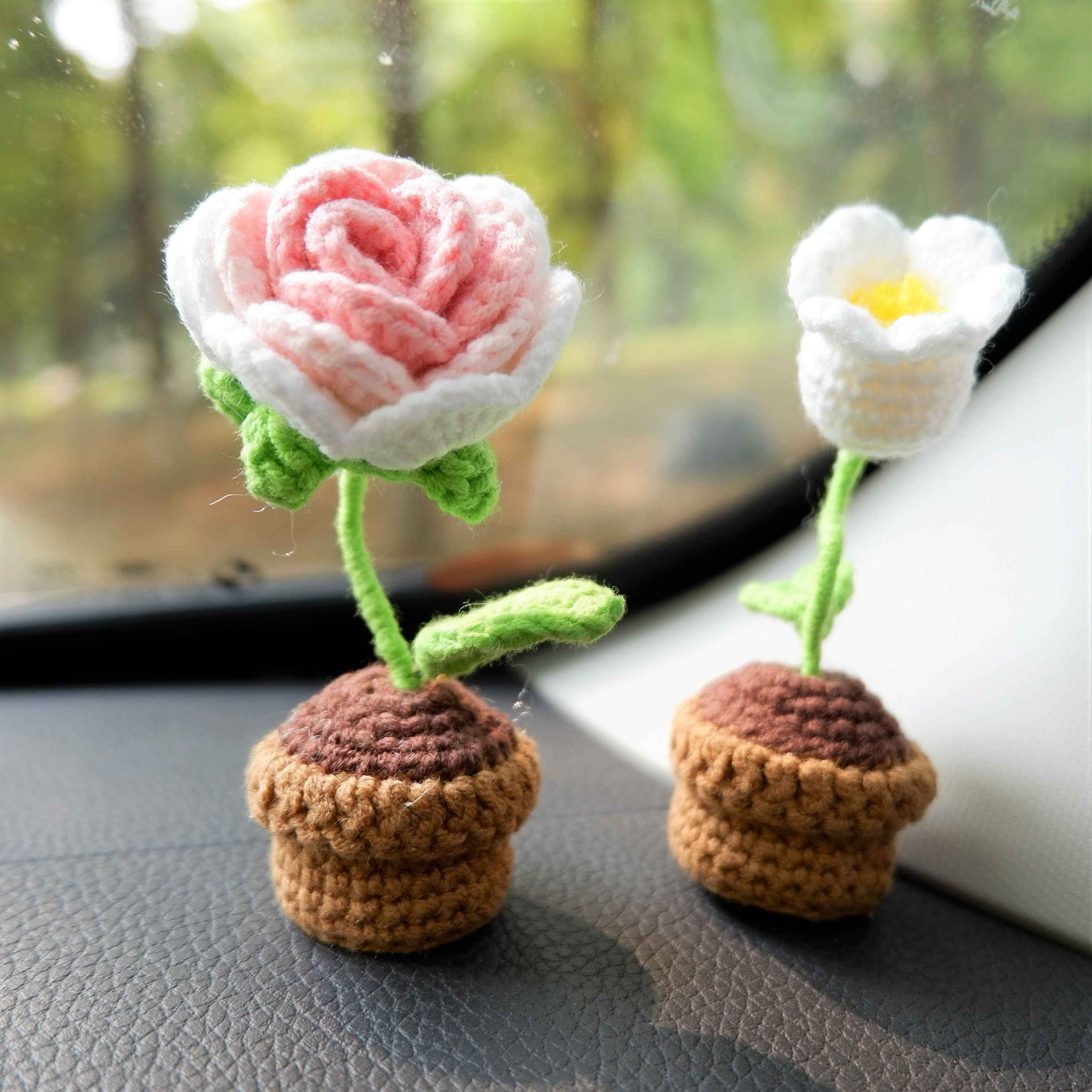 3pcs/2Pcs Car Interior Accessories, Mini Potted Rose/Lily of the Valley