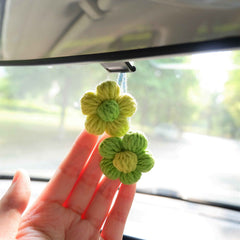 2Pcs Crochet Car Hanging Accessories- Fluffy Flower