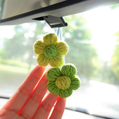 2Pcs Crochet Car Hanging Accessories- Fluffy Flower