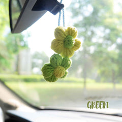 2Pcs Crochet Car Hanging Accessories- Fluffy Flower