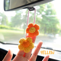 2Pcs Crochet Car Hanging Accessories- Fluffy Flower