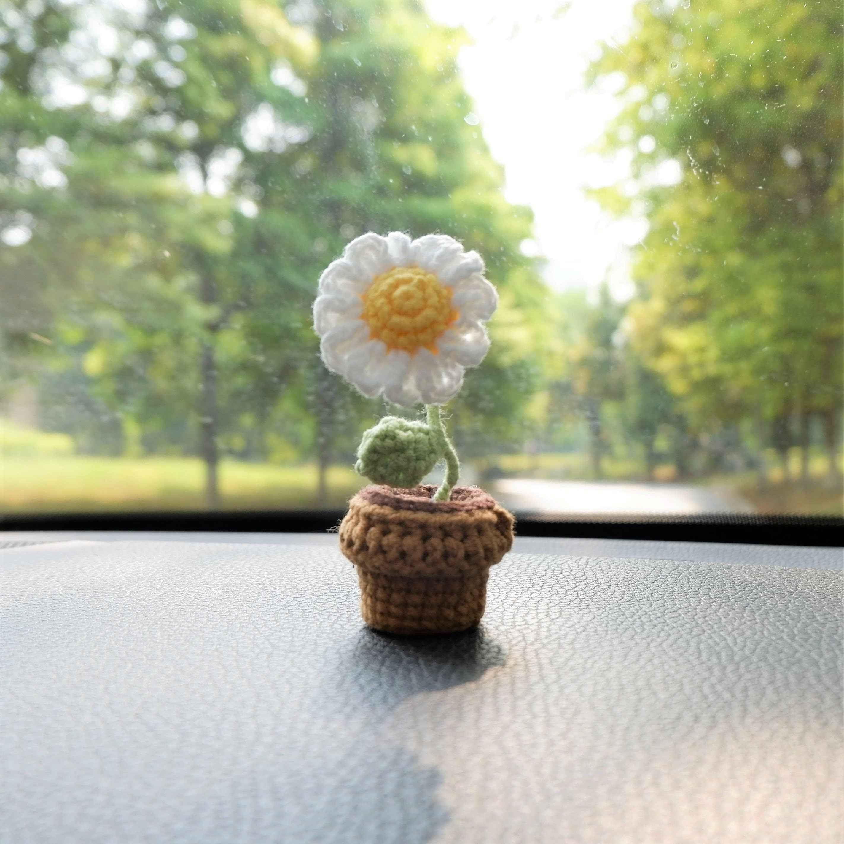 3pcs/2Pcs Mini Car Accessories- Mini Potted Sunflower/Daisy