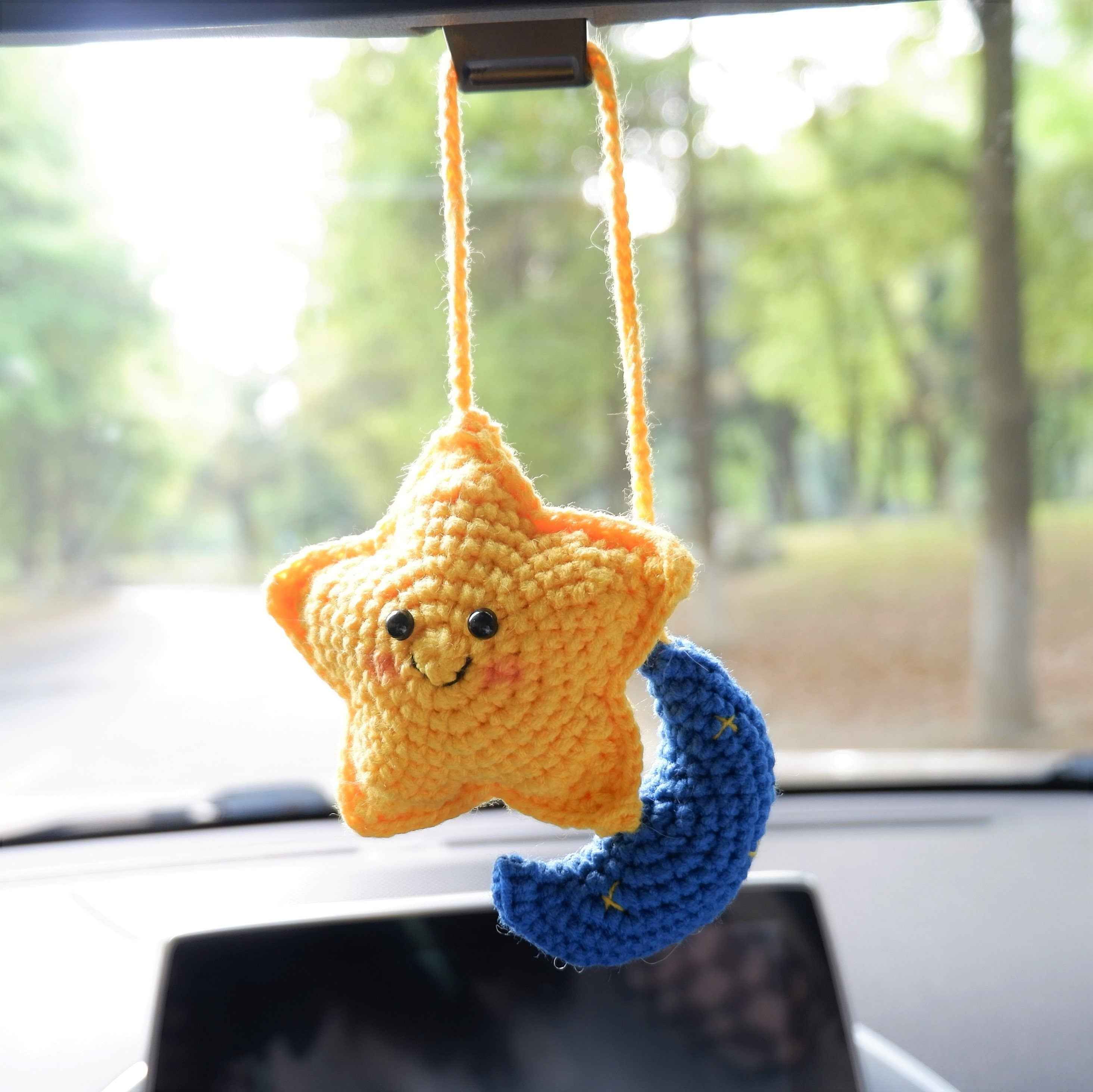 Car Mirror Hanging Accessories- Smiley Star & Moon