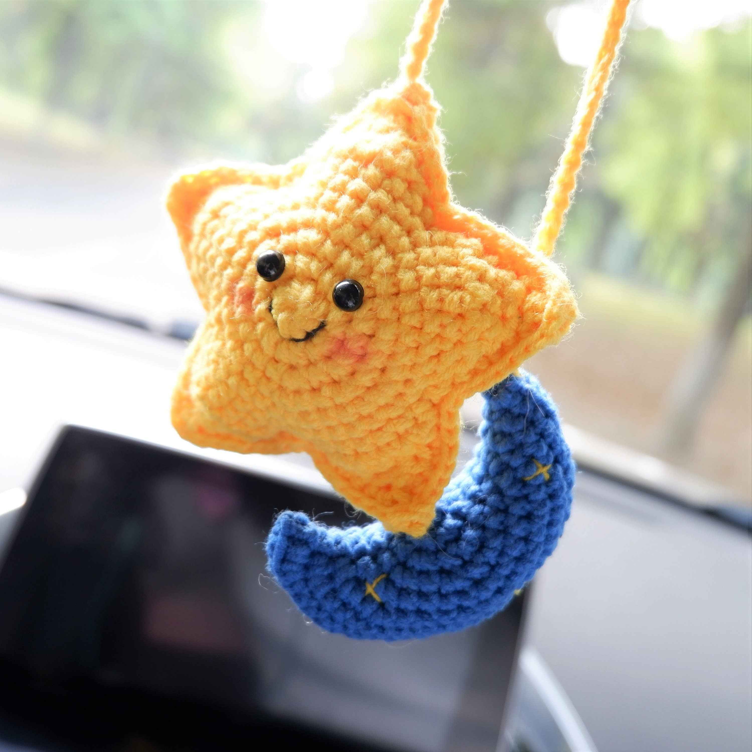 Car Mirror Hanging Accessories- Smiley Star & Moon